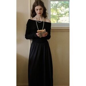 NWT Simple Retro Elegant Fairytale‎ Romantic Cottagecore M Black Knit Dress